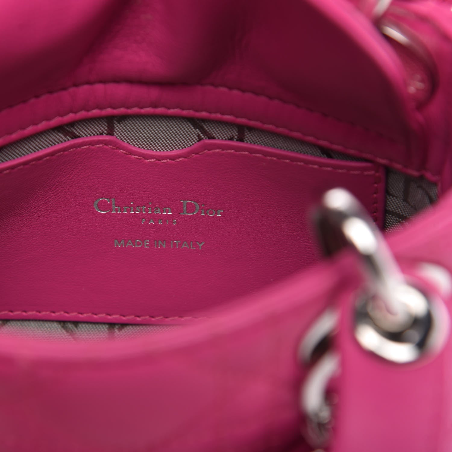 Christian Dior Lambskin Cannage Nano Lady Dior Fuchsia 8 of 10
