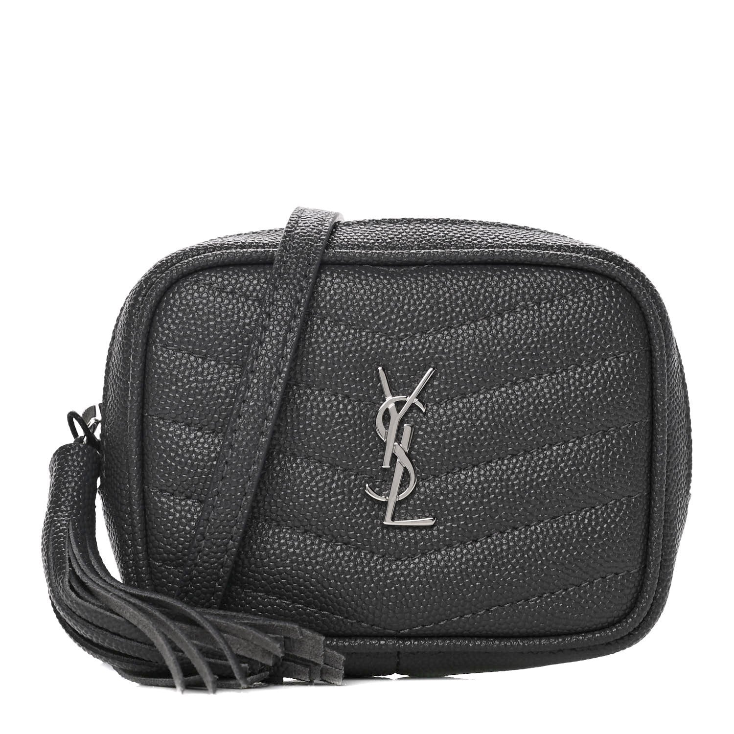 Saint Laurent Grain De Poudre Matelasse Monogram Baby Lou Camera Bag Dark Smog 1 of 11