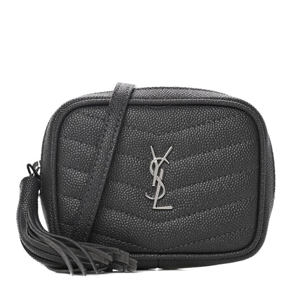 Saint Laurent Grain De Poudre Matelasse Monogram Baby Lou Camera Bag Dark Smog 1 of 11