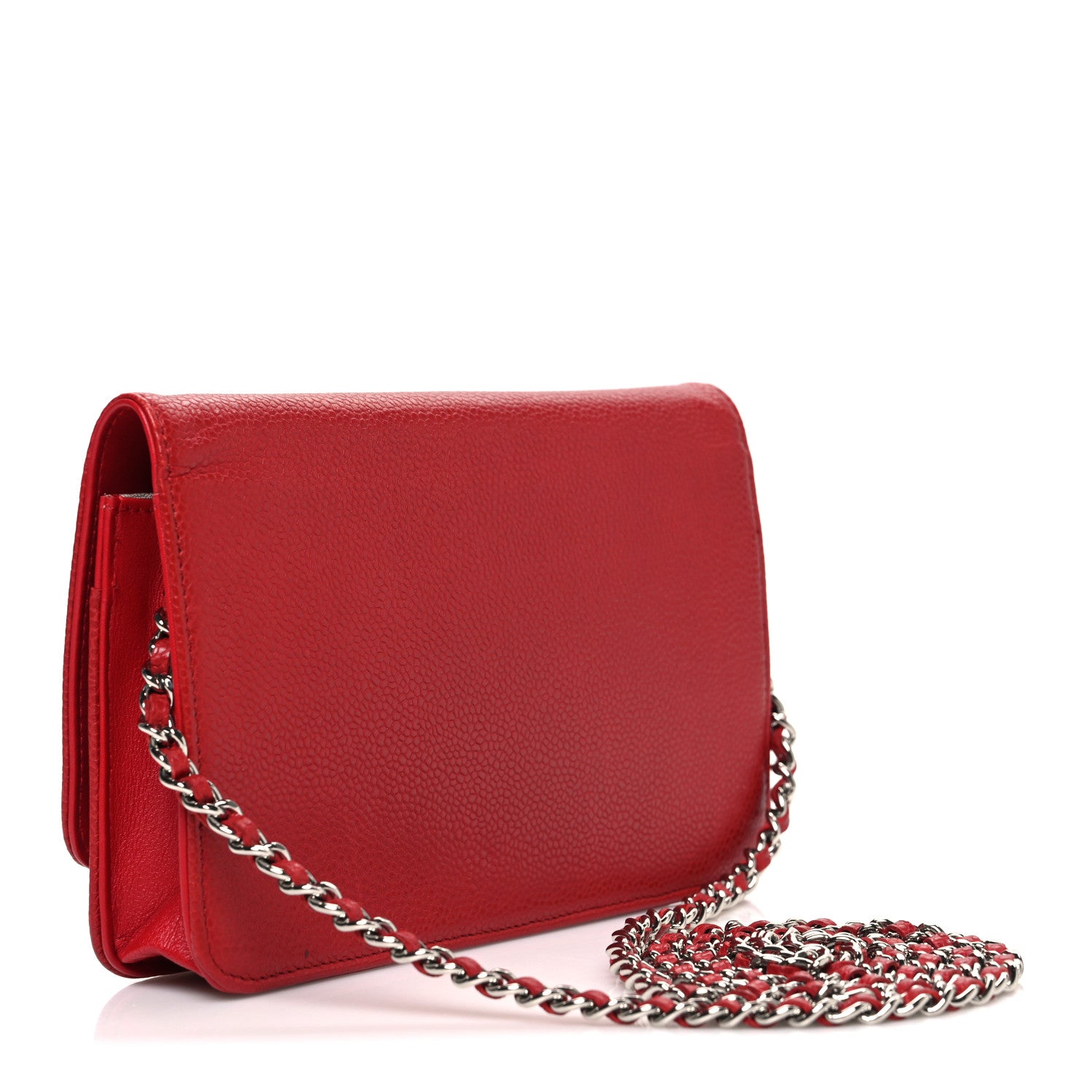 Chanel Caviar Timeless CC Wallet on Chain WOC Red 3 of 11