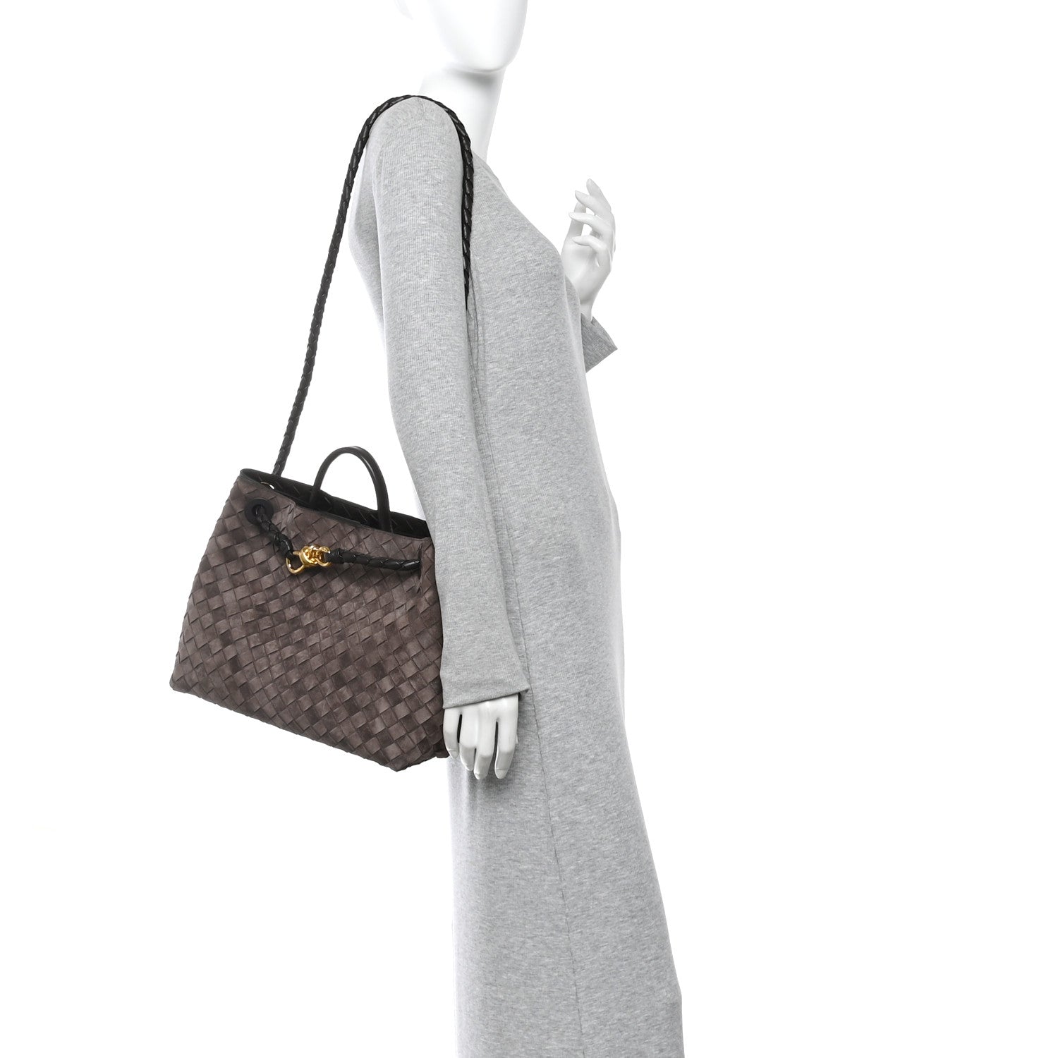 Bottega Veneta Suede Intrecciato Medium Andiamo Shoulder Bag Fondant 2 of 12