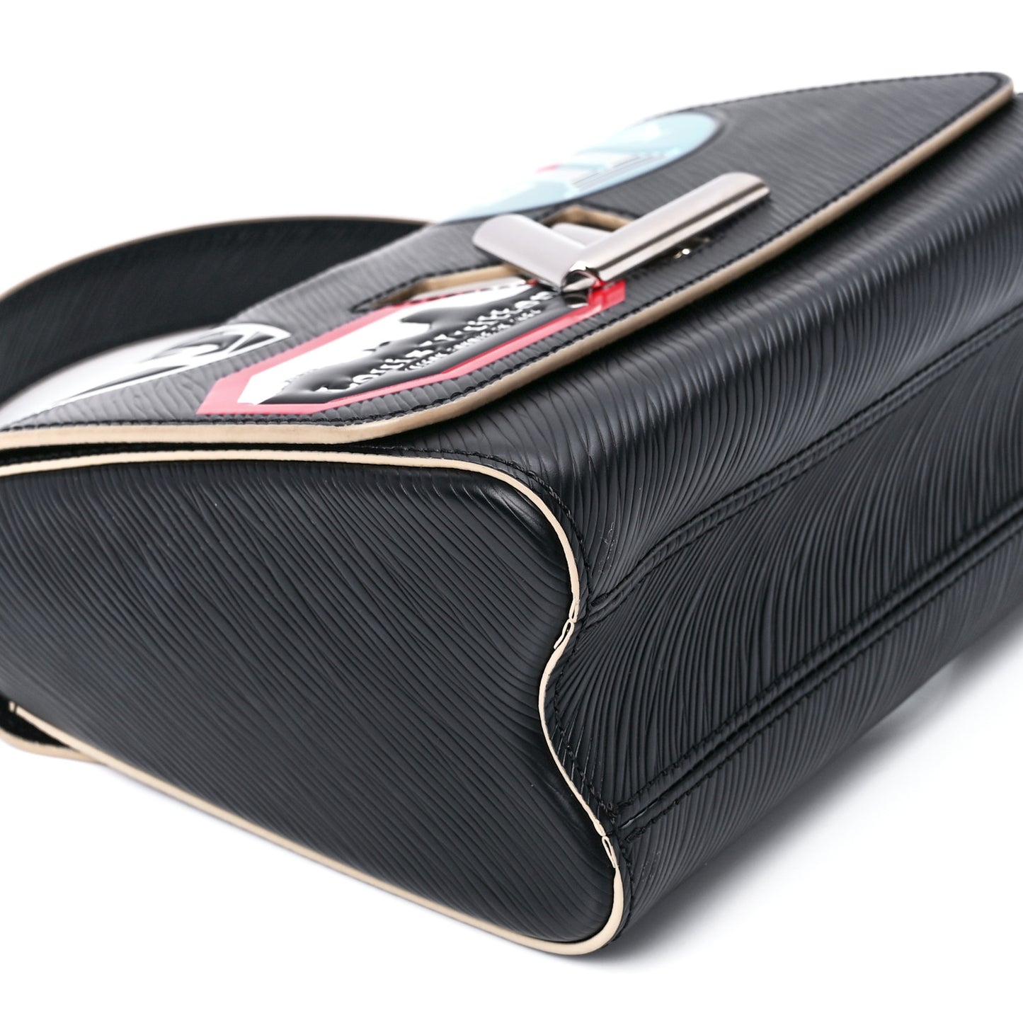 Epi Travel Stickers Twist Shoulder Bag MM Black