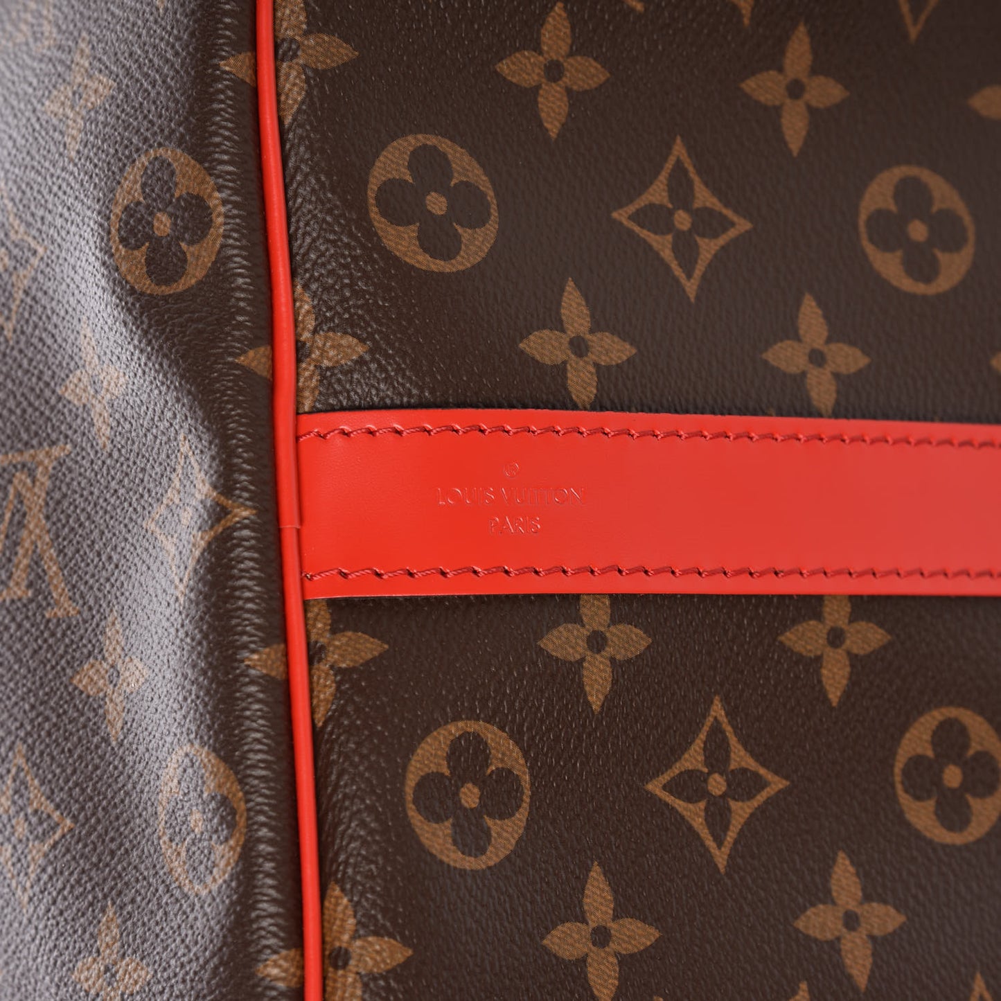 Calfskin Monogram Keepall Bandouliere 50 Coquelicot