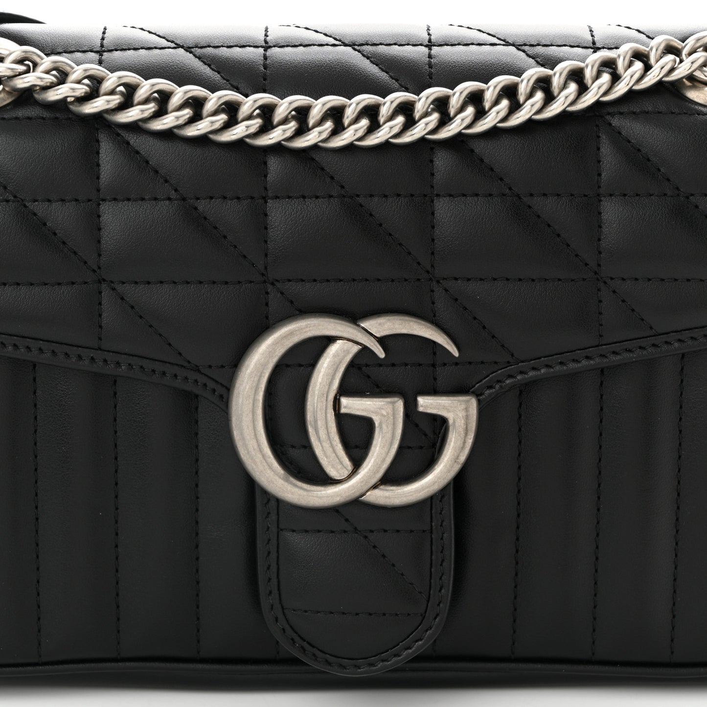 Calfskin Matelasse Aria Small GG Marmont Shoulder Bag Black