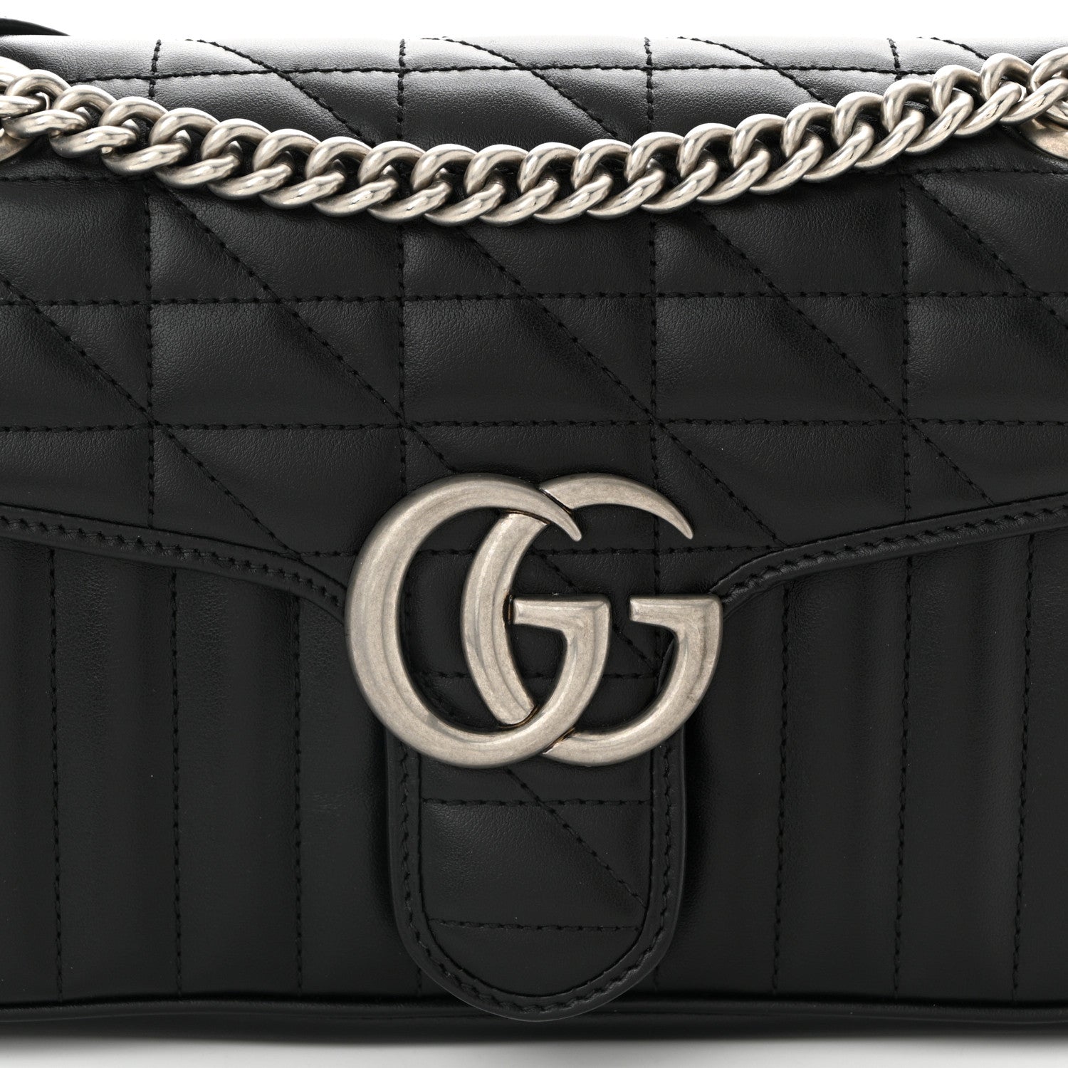 Gucci Calfskin Matelasse Aria Small GG Marmont Shoulder Bag Black 8 of 10