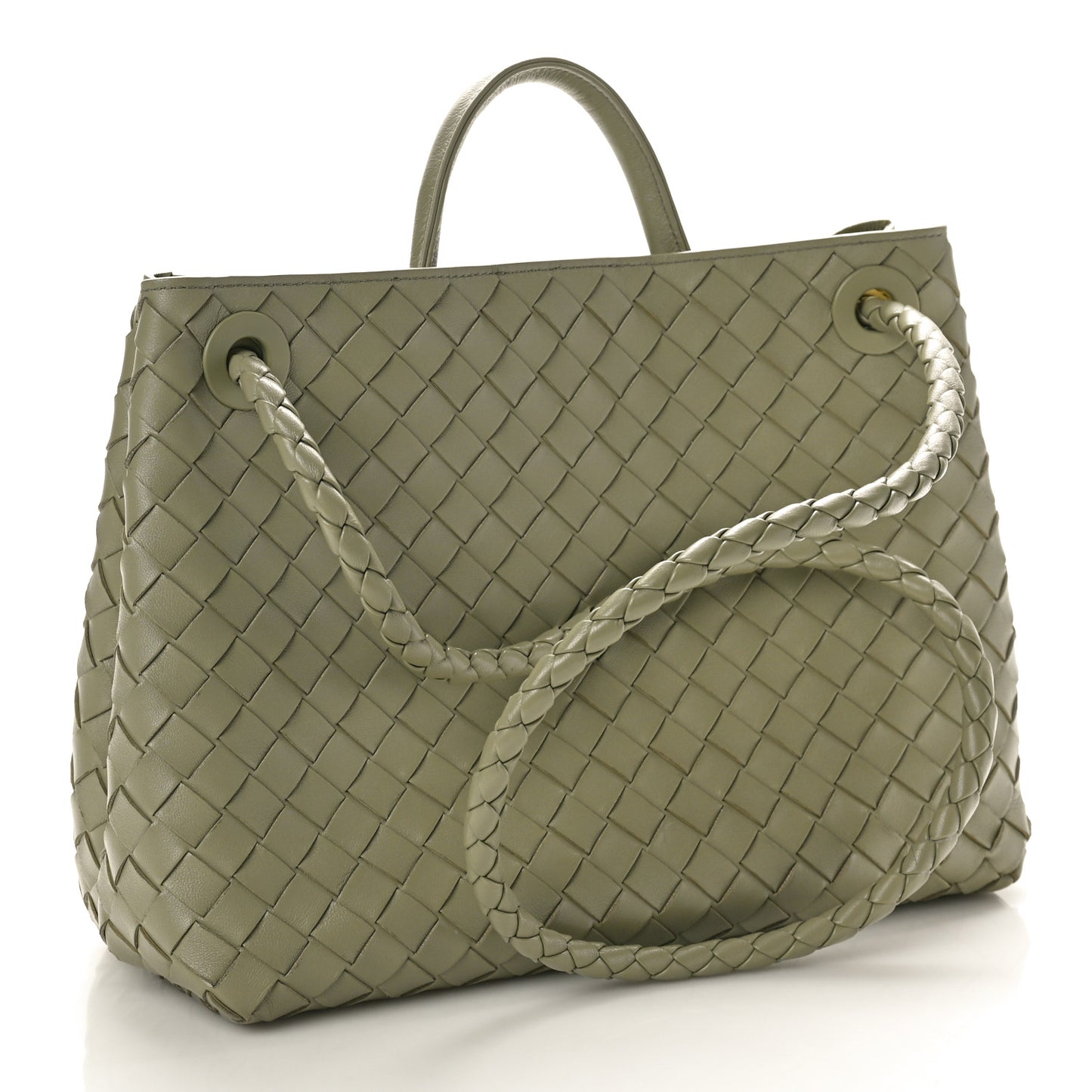 Nappa Intrecciato Medium Andiamo Shoulder Bag Travertine