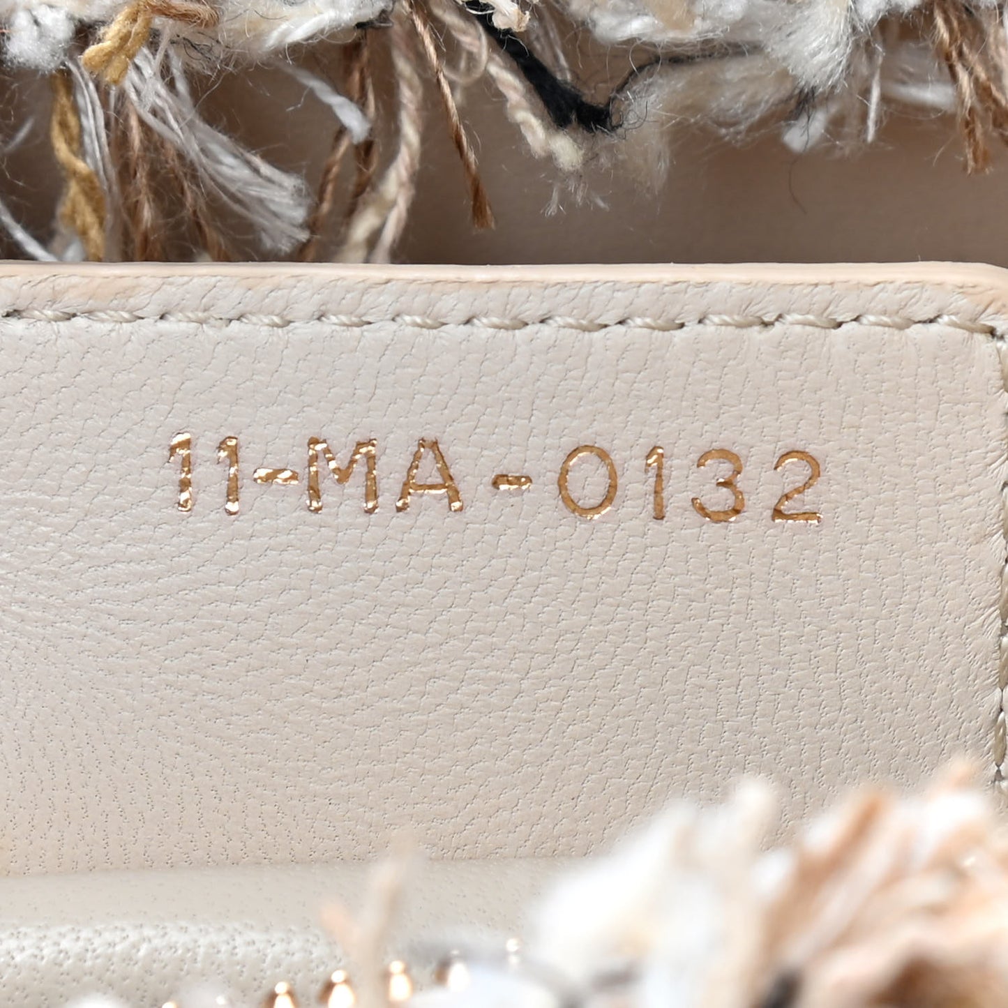 Tweed Crystal Fringe Medium Lady Dior Beige