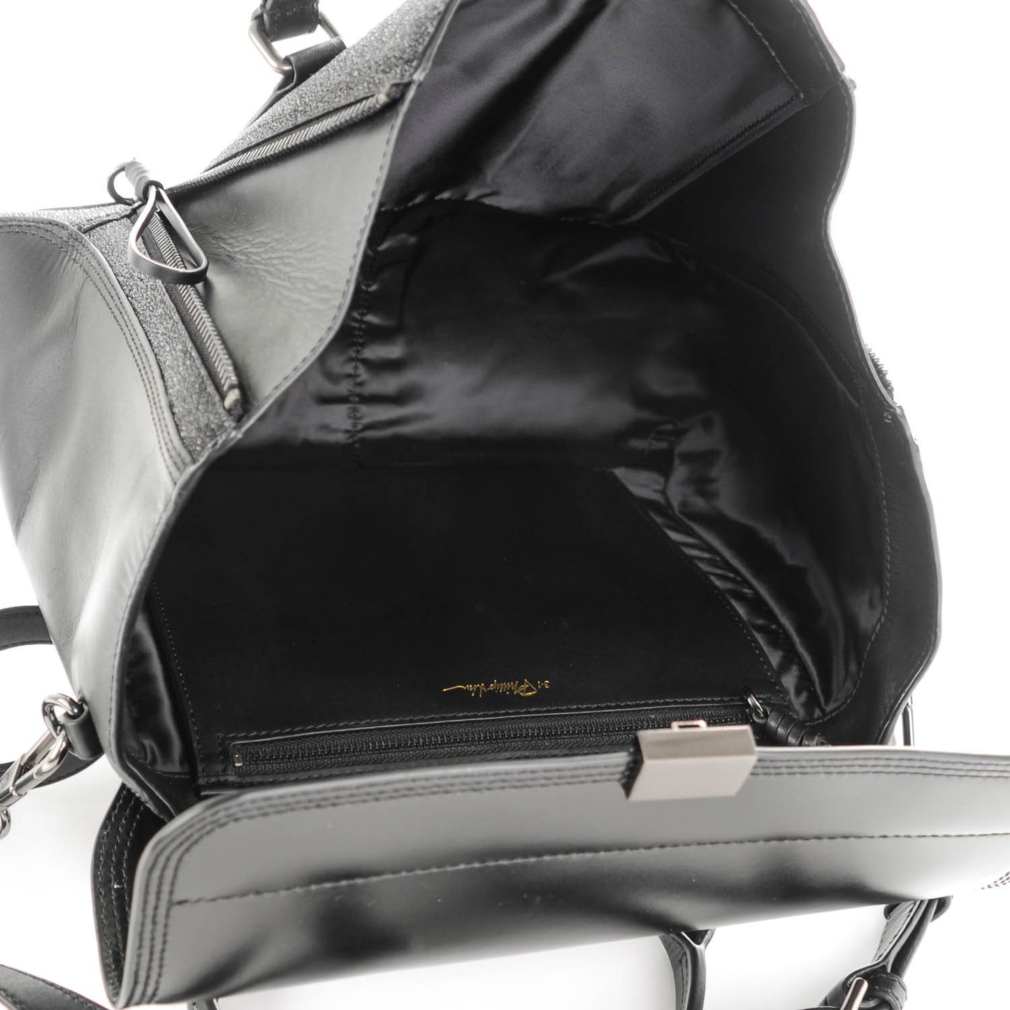 3.1 Smooth Calfskin Glitter Medium Pashli Satchel Black