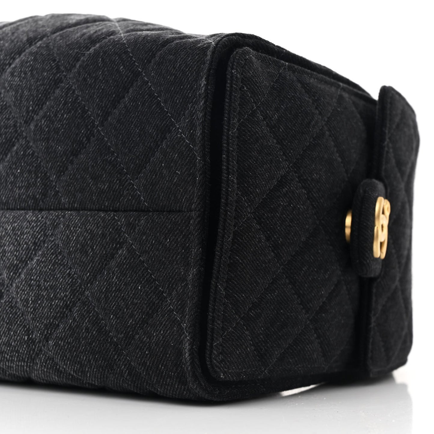Washed Denim Quilted Small Chanel 25 Handbag Black