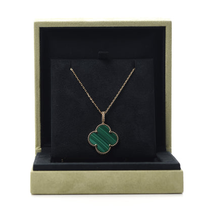 Van Cleef & Arpels 18K Yellow Gold Malachite Magic Alhambra Pendant Necklace 7 of 8