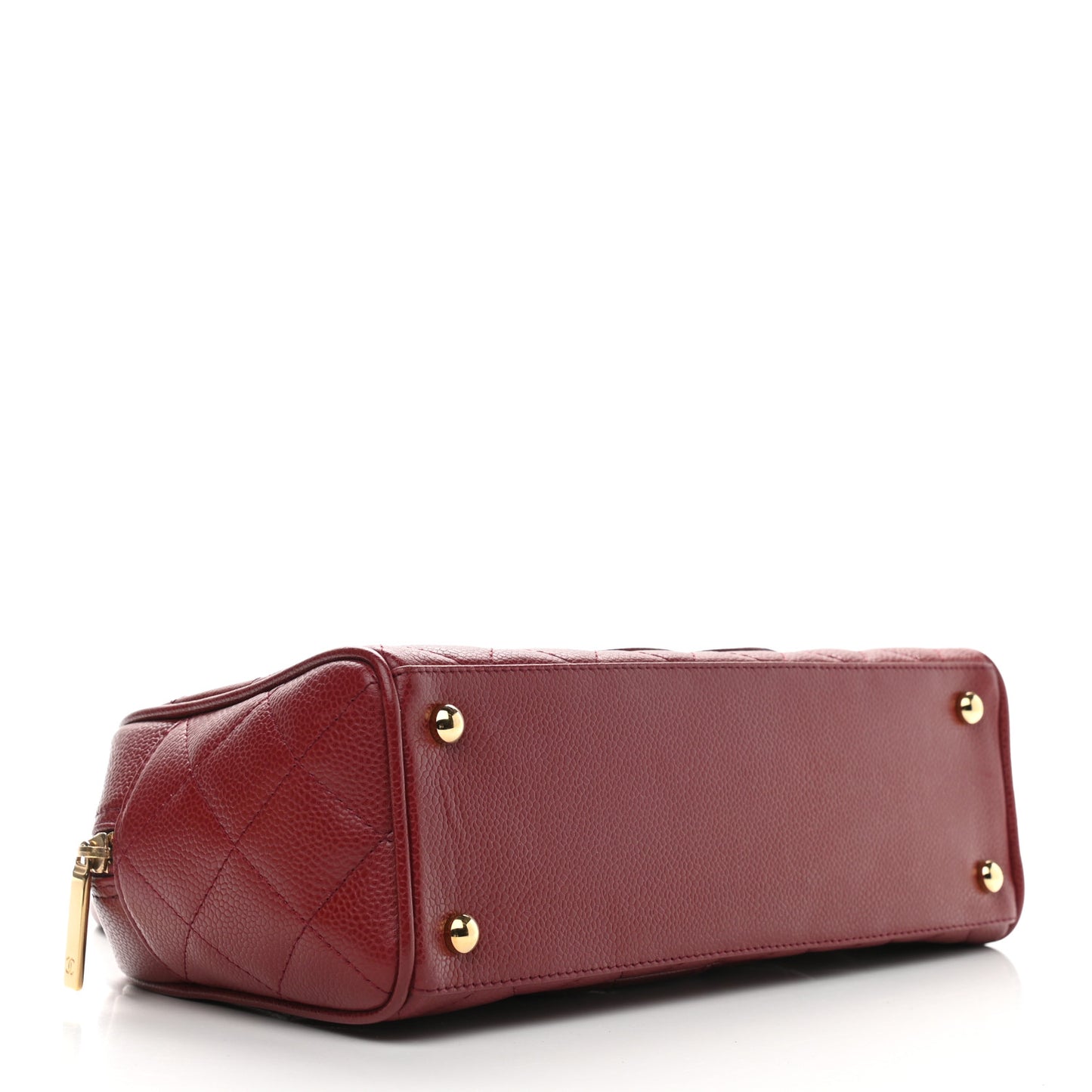 Caviar Quilted Small Bowler Dark Red