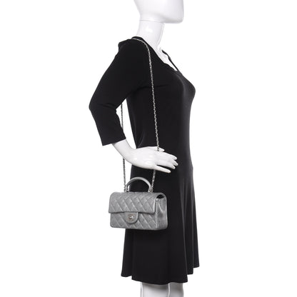 Chanel Metallic Caviar Quilted Mini Top Handle Rectangular Flap Silver 2 of 10