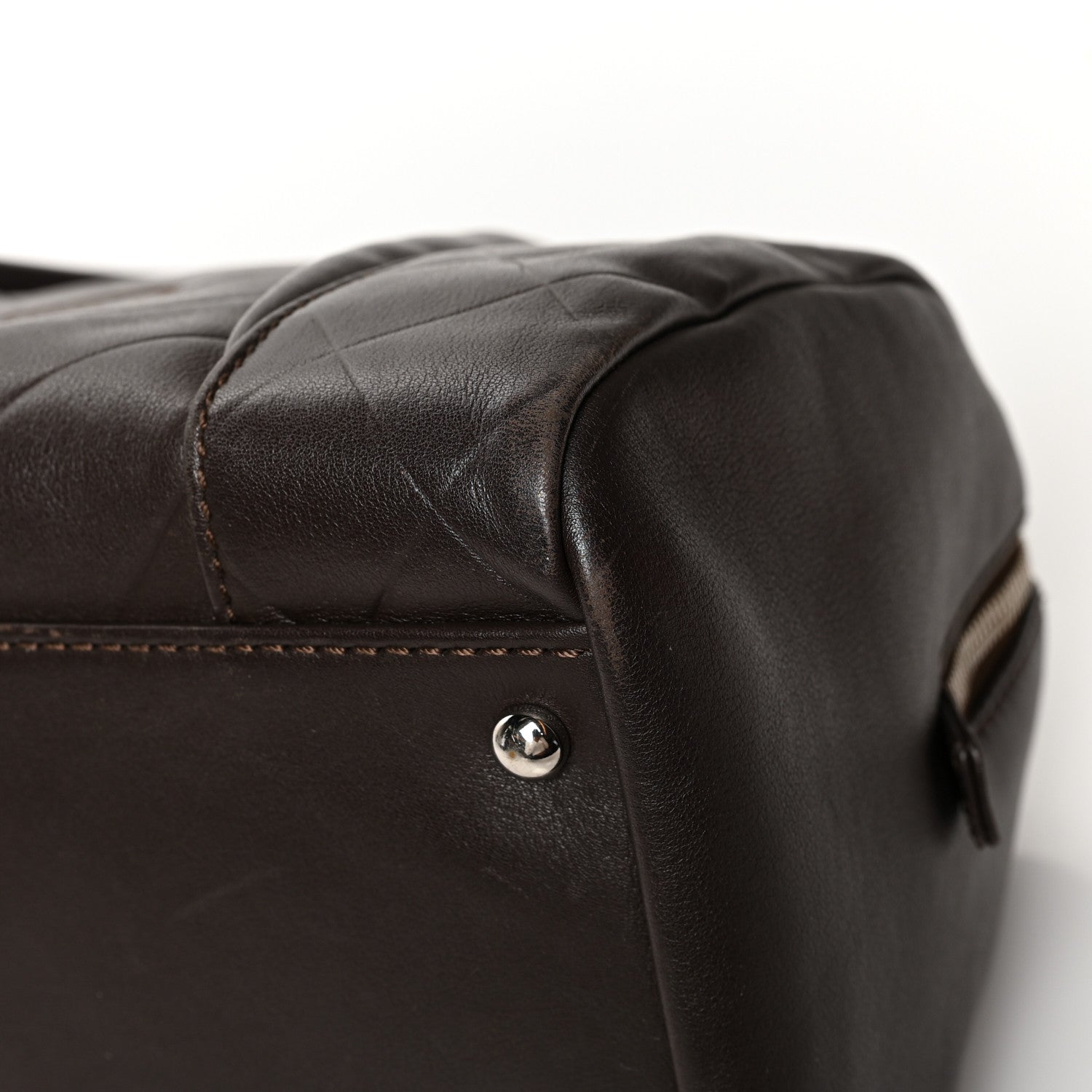 Chanel Calfskin Chevron CC All Day Long Boston Brown 9 of 13