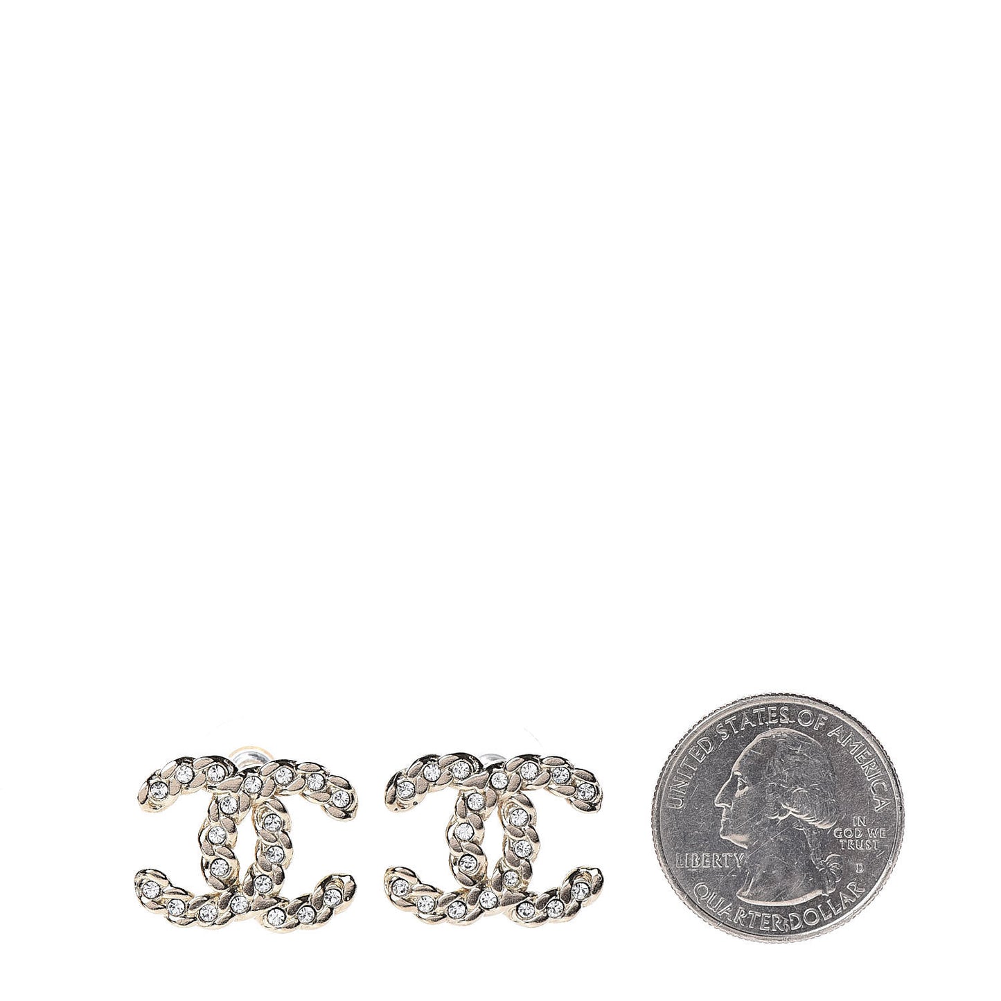 Crystal CC Large Stud Earrings Gold