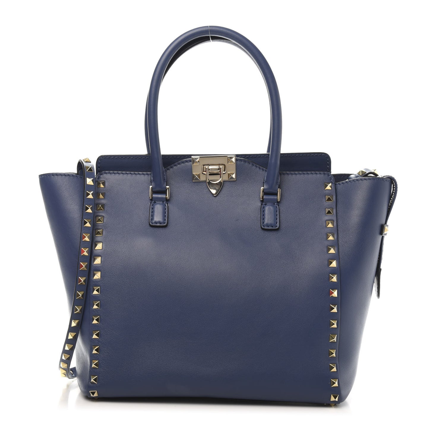 Vitello Rockstud Double Handle Tote Indigo