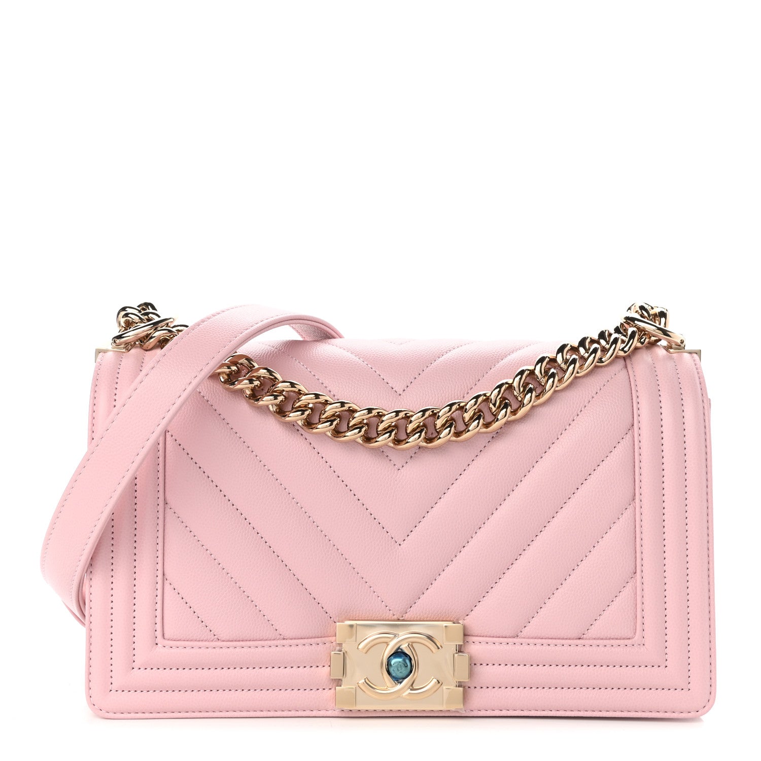 Chanel Caviar Chevron Quilted Medium Boy Flap Light Pink 1 of 11