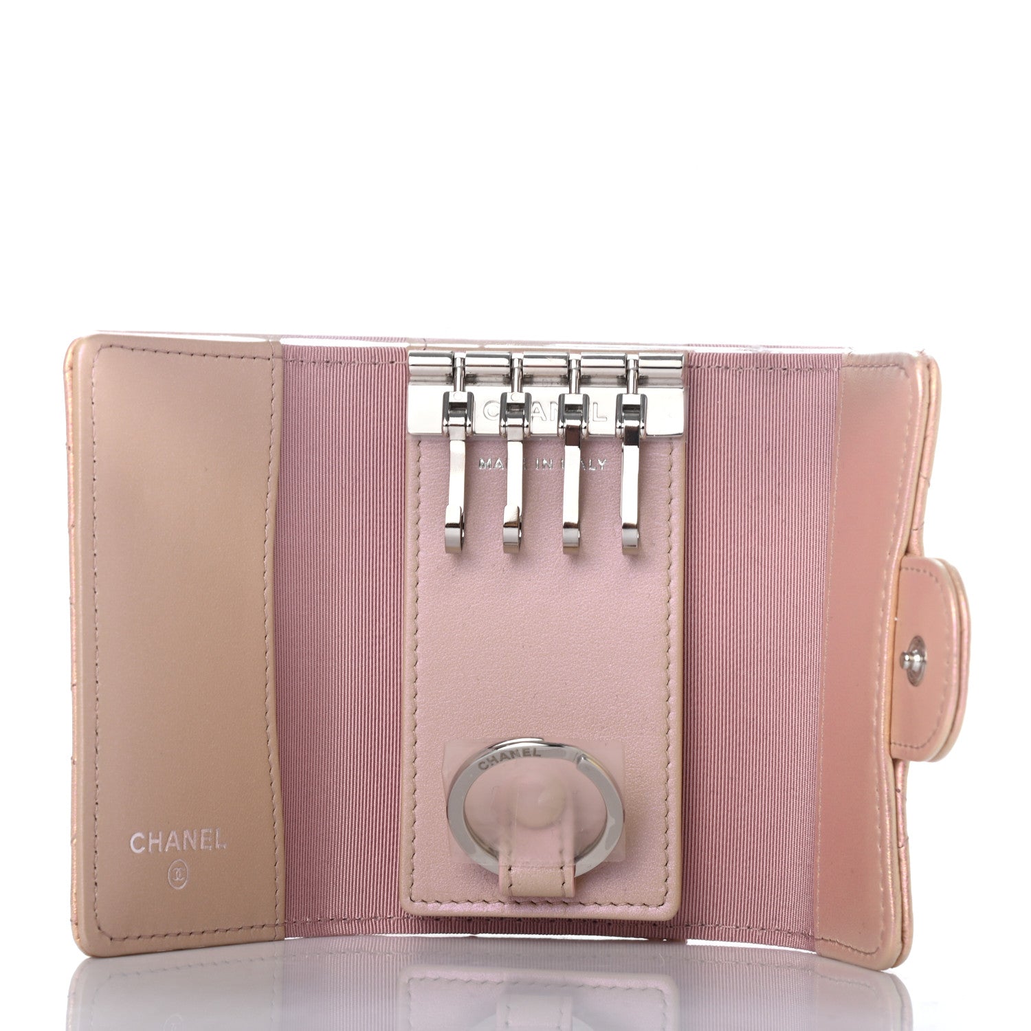 Chanel Iridescent Calfskin Quilted Classic 4 Key Holder Wallet Pink 5 of 7