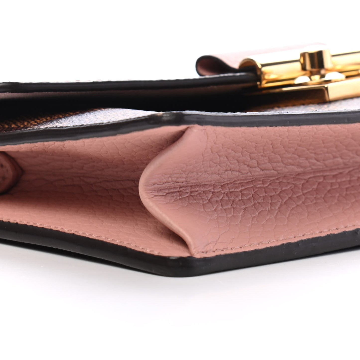 Damier Ebene Croisette Chain Wallet Magnolia
