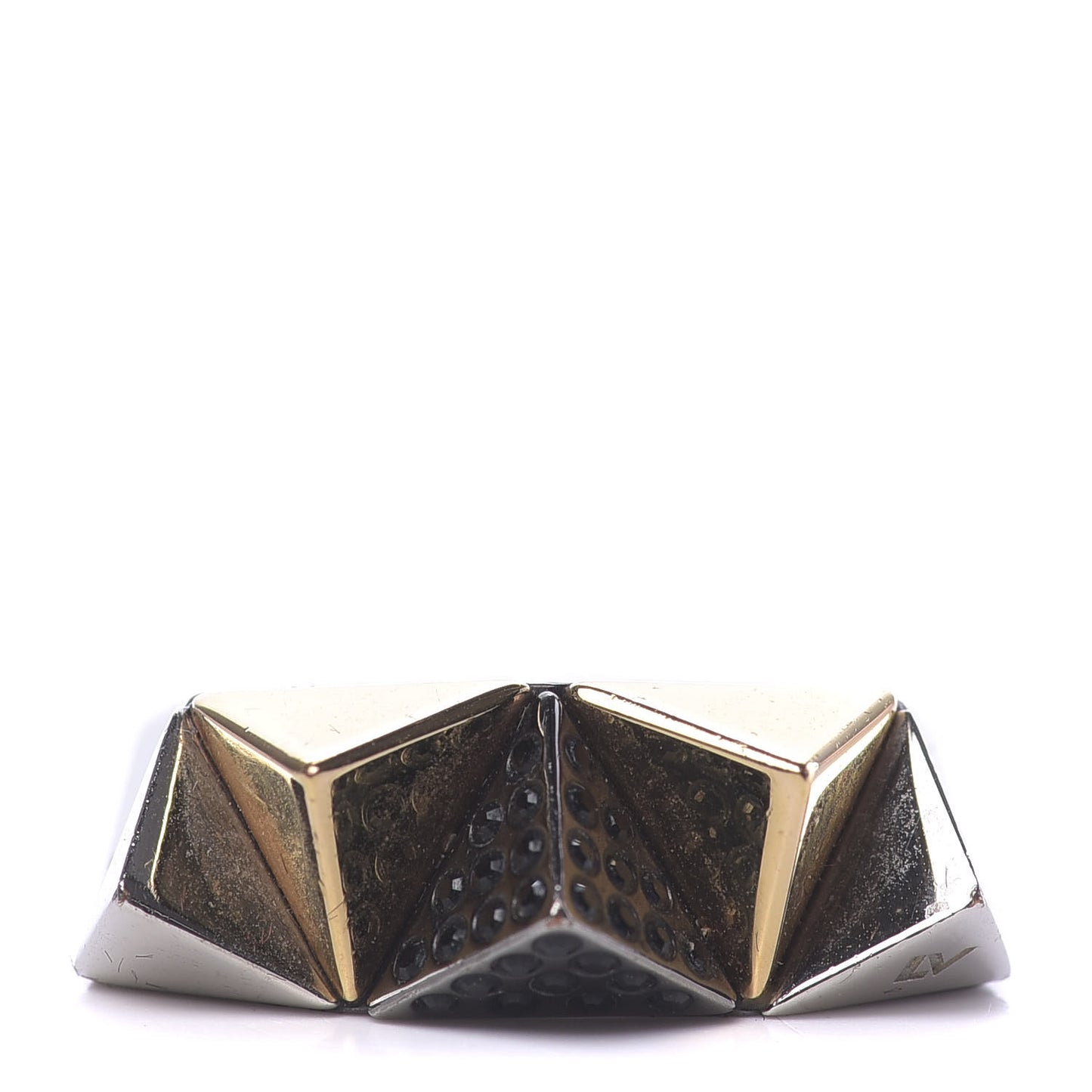 Metal Crystal Spiky Zig Zag Ring L Gold