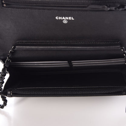 Chanel Crumpled Calfskin Quilted Wallet On Chain WOC So Black 5 of 9