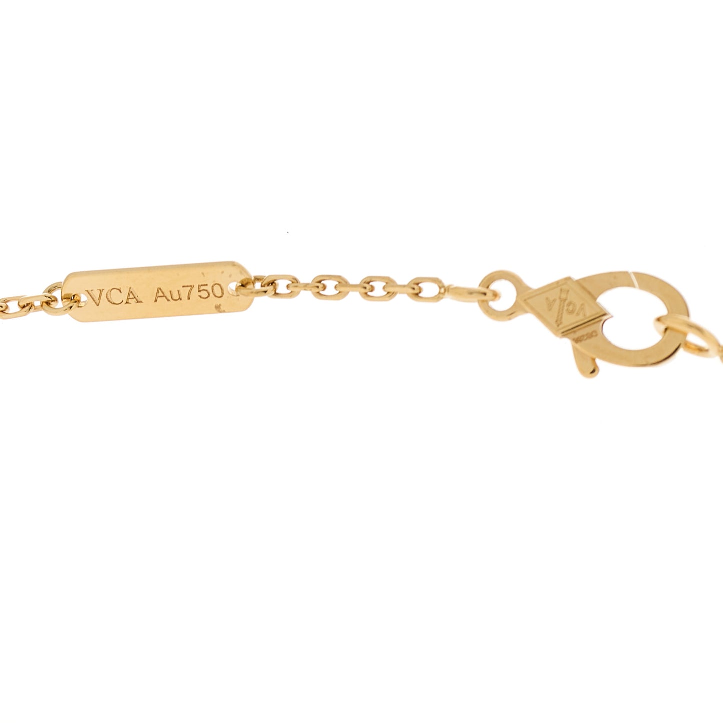 18K Yellow Gold Tiger Eye Vintage Alhambra Pendant Necklace