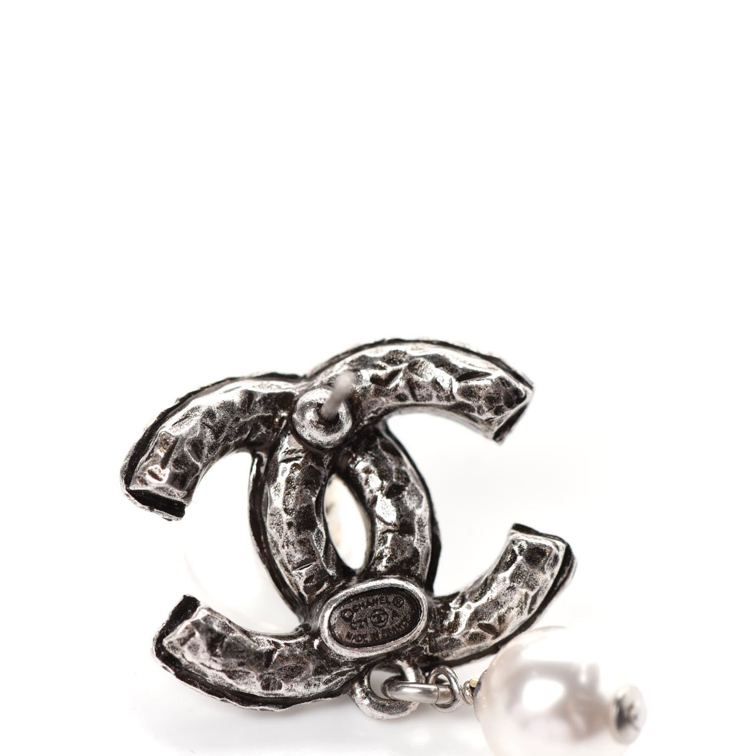 Chanel Ruthenium Crystal Pearl CC Drop Earrings 4 of 4