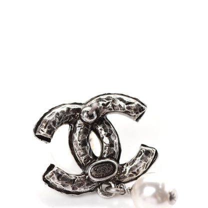 Chanel Ruthenium Crystal Pearl CC Drop Earrings 4 of 4