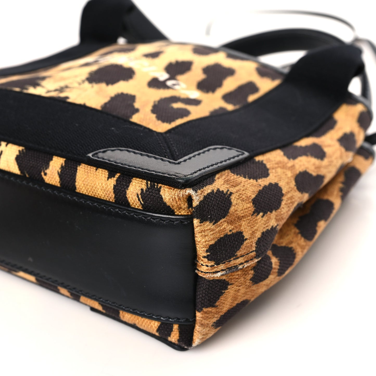 Cotton Canvas Satin Calfskin Leopard Print Navy Cabas XS Beige Black