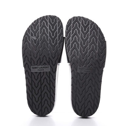 Saint Laurent Calfskin Monogram Jimmy Joan Slide Sandals 37 Black 6 of 12