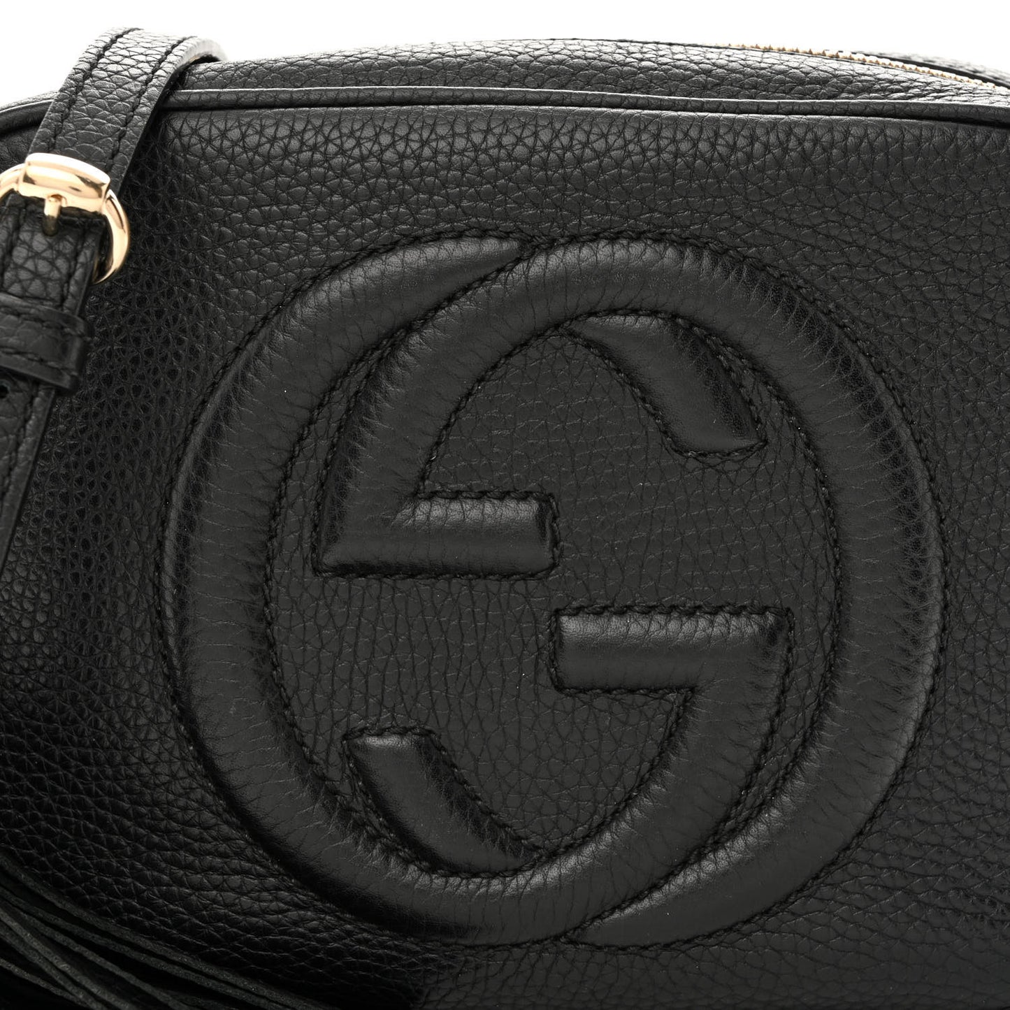 Pebbled Calfskin Small Soho Disco Bag Black