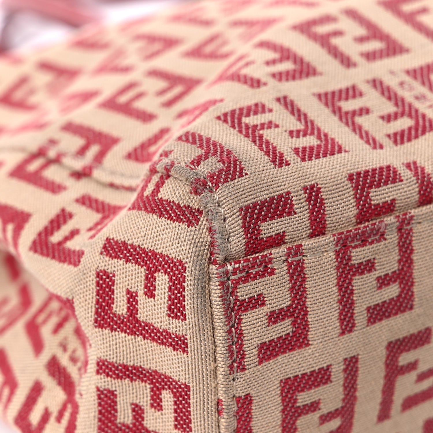 Fendi Zucchino Vitello Tote Beige Red 5 of 20