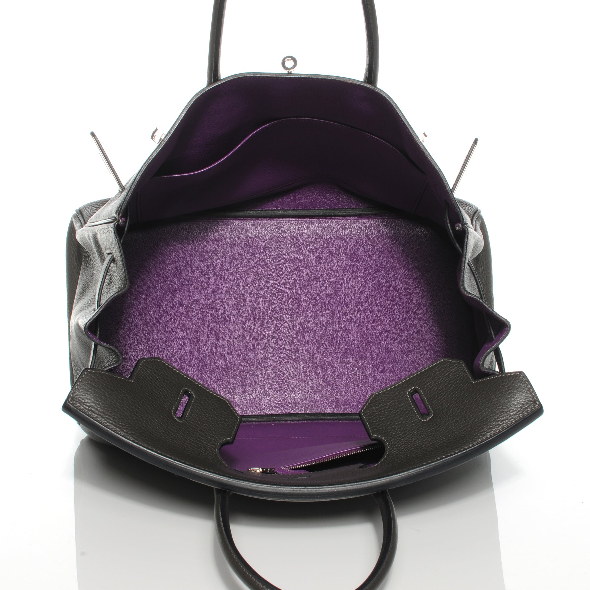 Hermes Taurillon Clemence Bi Color Horseshoe Birkin 35 Graphite Violet 11 of 12