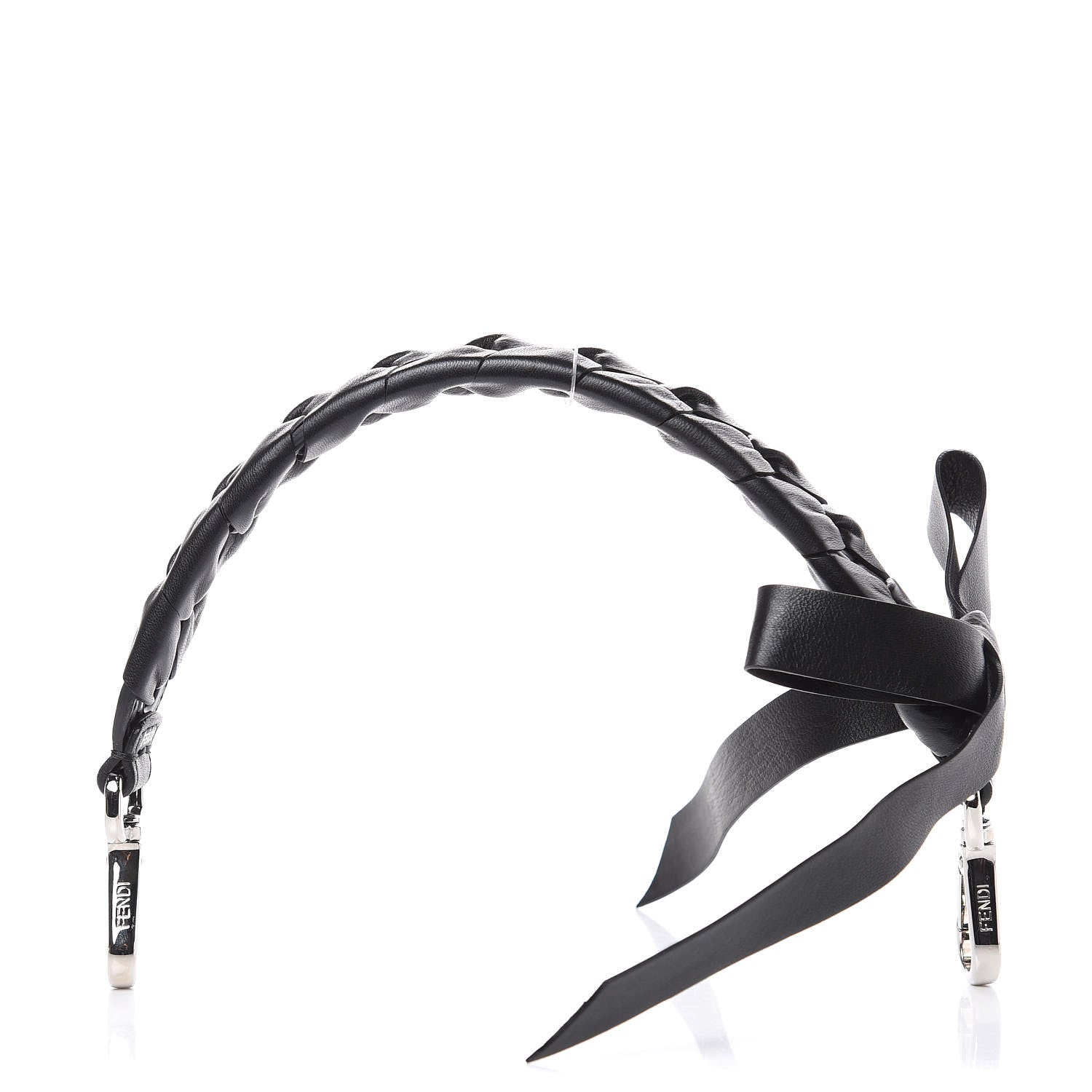Fendi Vitello Liberty Shiny Nappa Lace Up Bow Mini Strap You Black 1 of 4