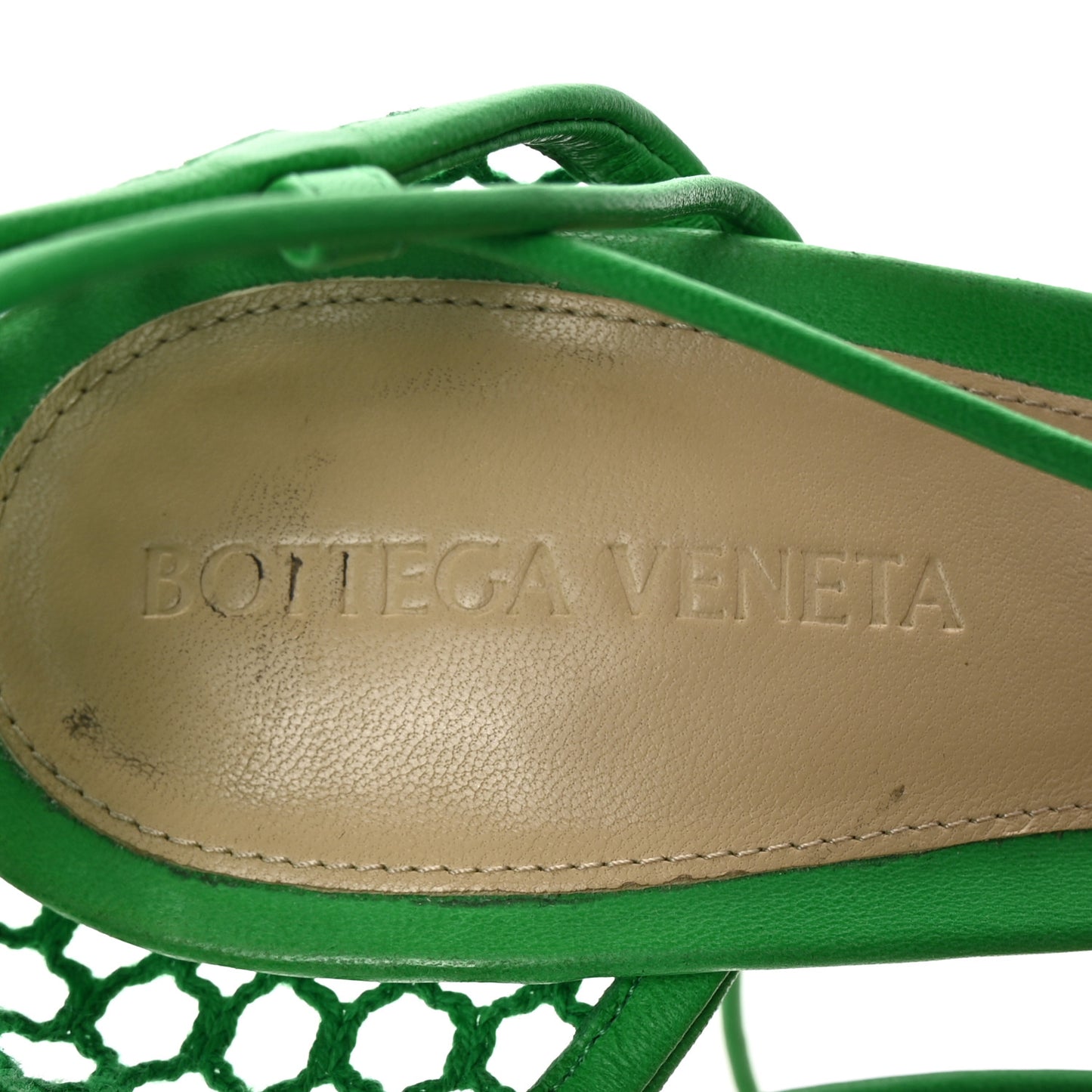Mesh Nappa Stretch Ankle Tie 90mm Sandals 40 Grass