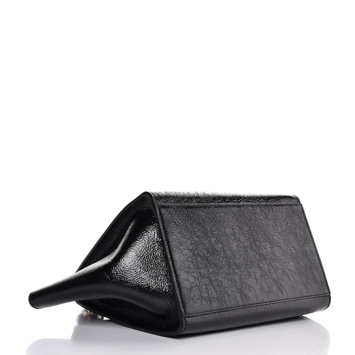 Shiny Goatskin Small Trapeze Black