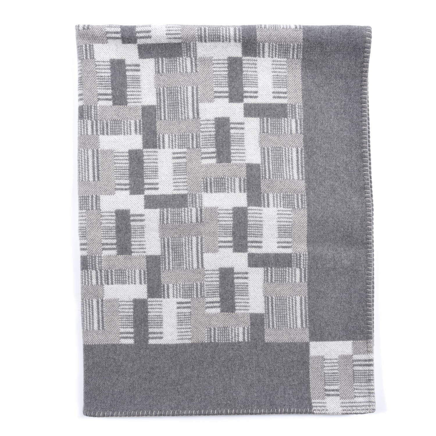 Hermes Wool Cashmere Avalon Paper Block Blanket Gris Acier 1 of 3