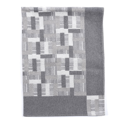 Hermes Wool Cashmere Avalon Paper Block Blanket Gris Acier 1 of 3