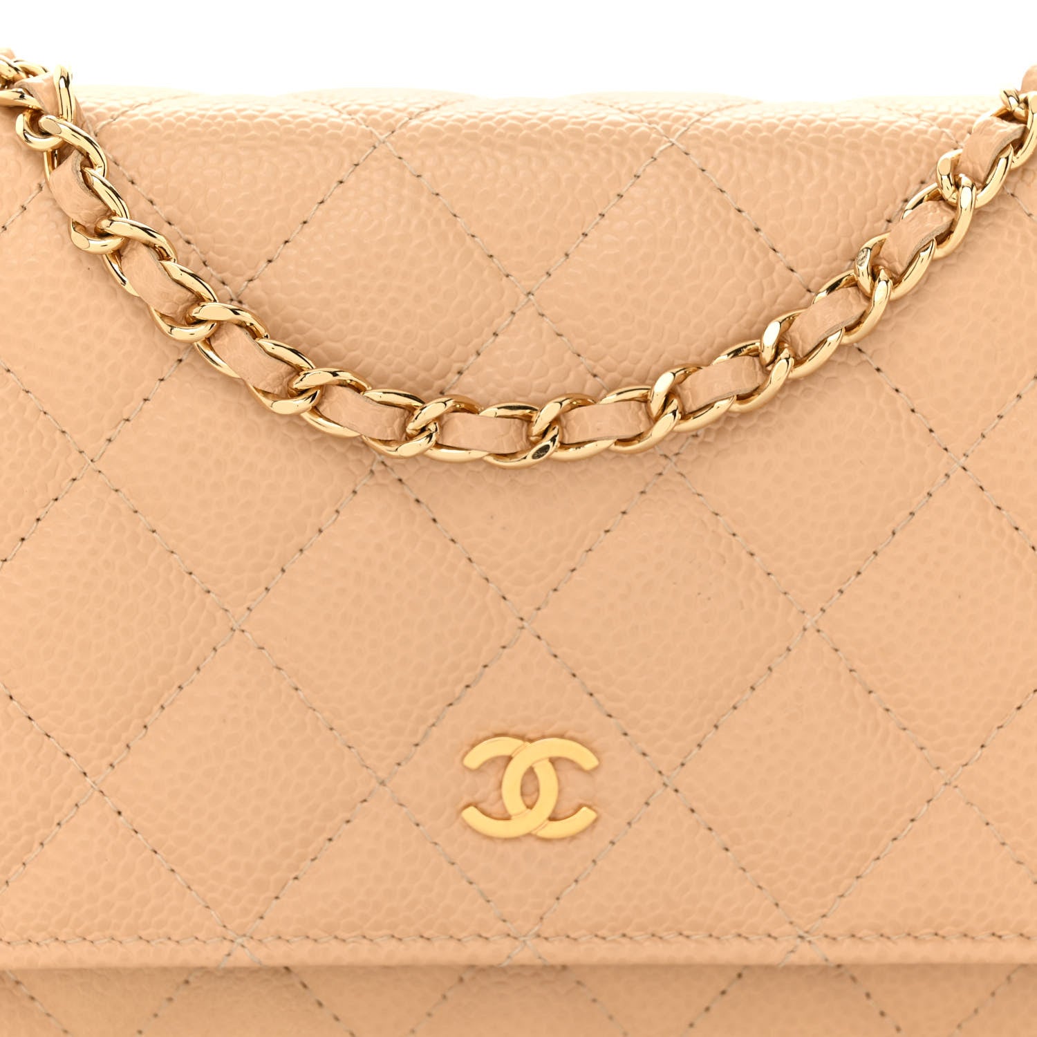 Chanel Caviar Quilted Wallet On Chain WOC Beige 10 of 12