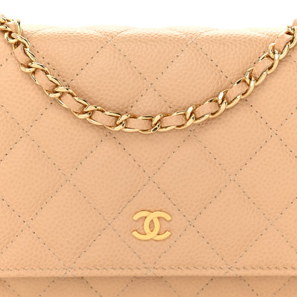 Chanel Caviar Quilted Wallet On Chain WOC Beige 10 of 12