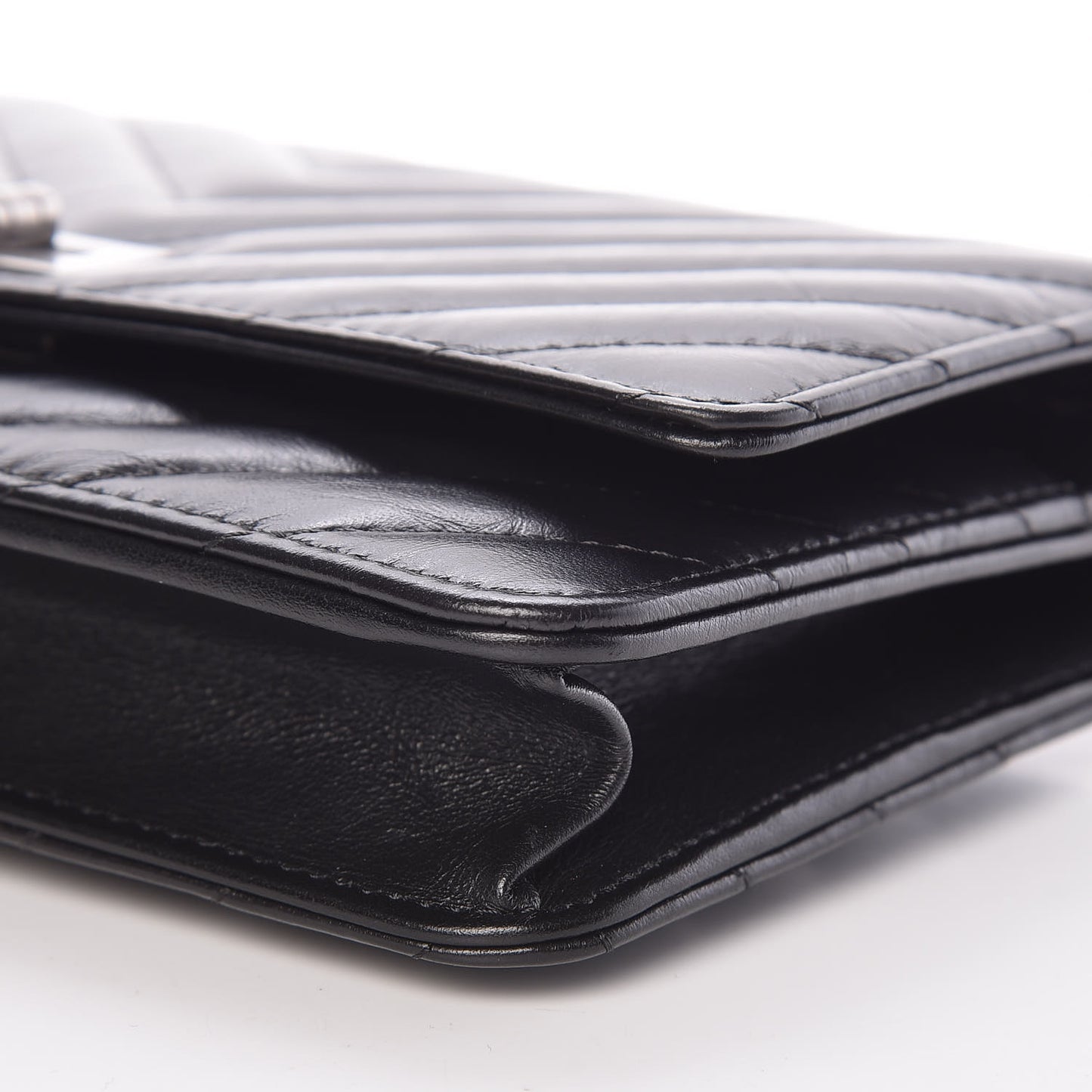 Aged Calfskin Chevron Quilted Reissue Wallet On Chain WOC Black