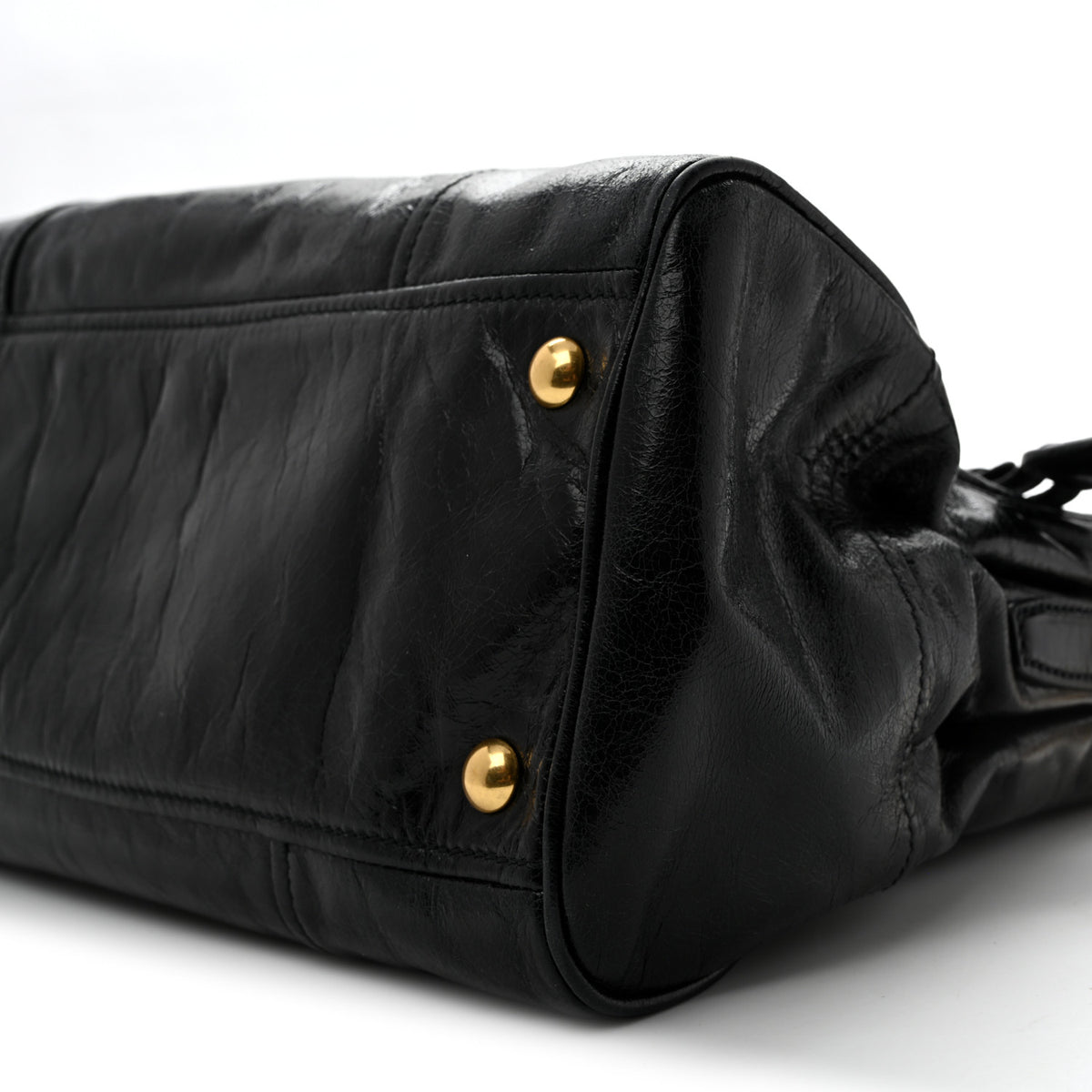 Vitello Shine Top Handle Satchel Black