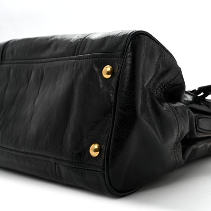 Miu Miu Vitello Shine Top Handle Satchel Black 9 of 11