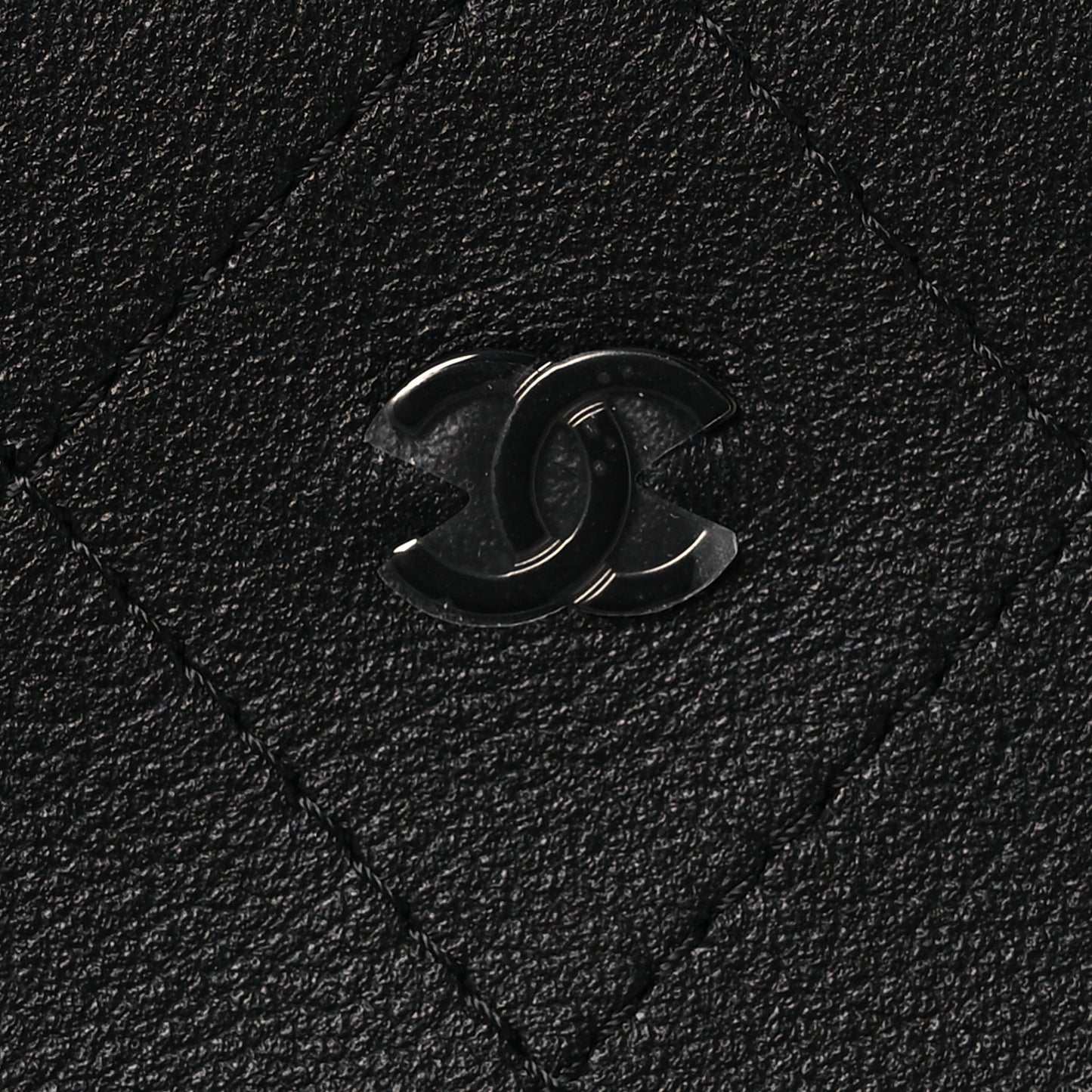 Calfskin Quilted Stitched CC Medium Cosmetic Case Black