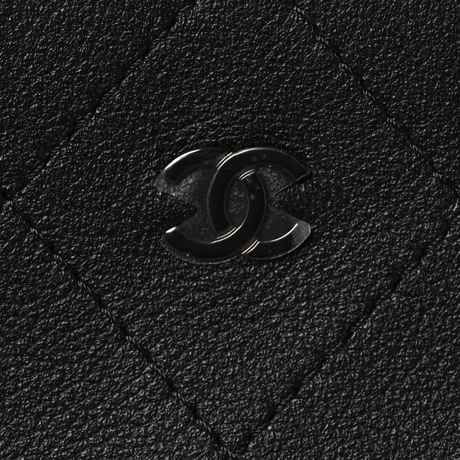 Chanel Calfskin Quilted Stitched CC Medium Cosmetic Case Black 10 of 11