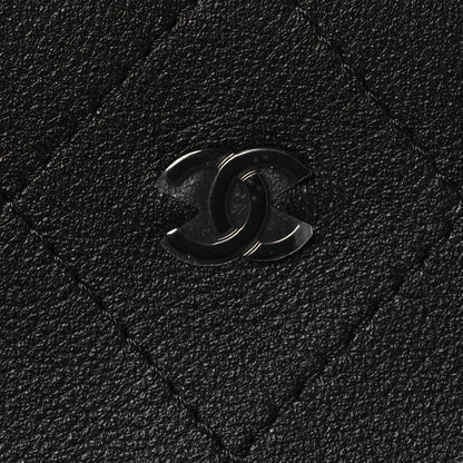 Chanel Calfskin Quilted Stitched CC Medium Cosmetic Case Black 10 of 11