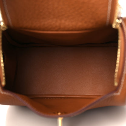 Hermes Taurillon Clemence Mini Lindy 20 Gold 5 of 10