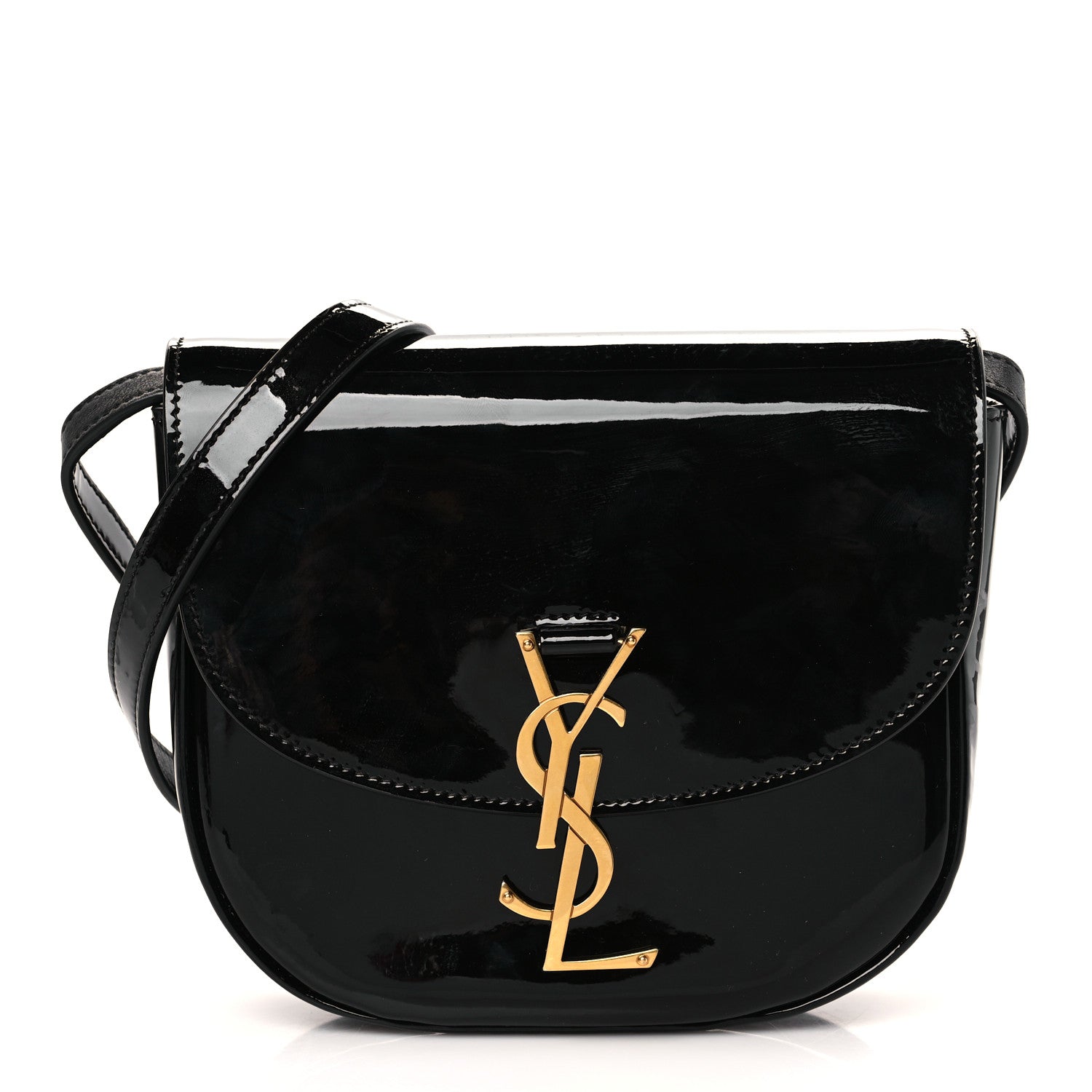 Saint Laurent Patent Calfskin Classic Monogram Small Kaia Satchel Black 1 of 8