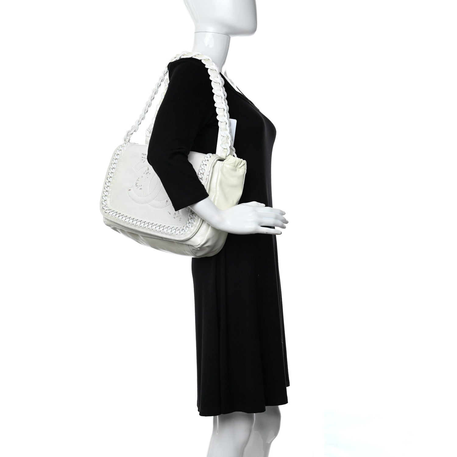 Chanel Crinkled Patent Modern Chain Flap White 2 of 9