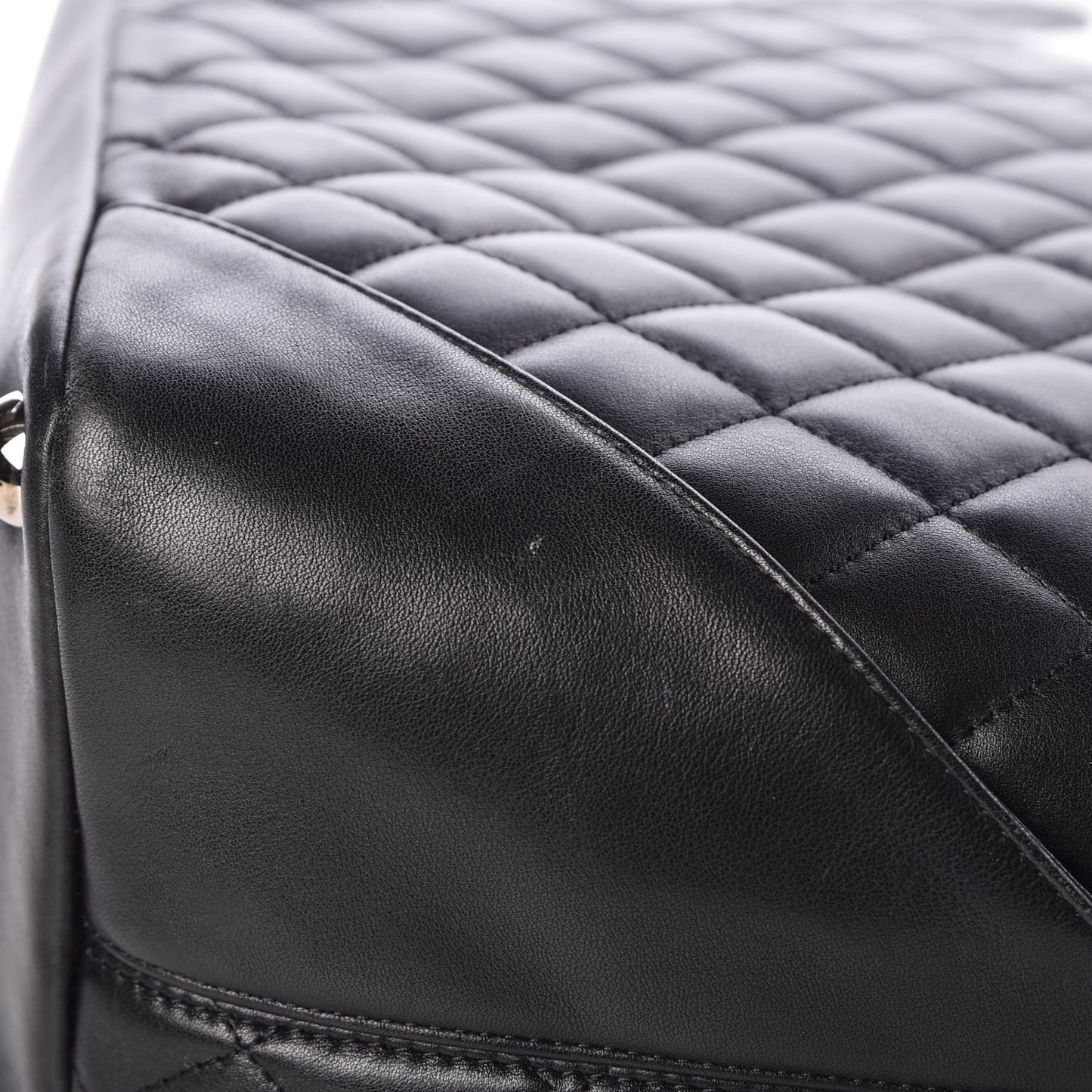 Calfskin Quilted Large Cambon Tote Black White