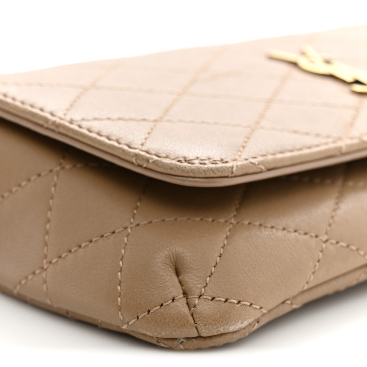 Saint Laurent Lambskin Quilted Gaby Phone Holder Crossbody Dark Toffee 9 of 13